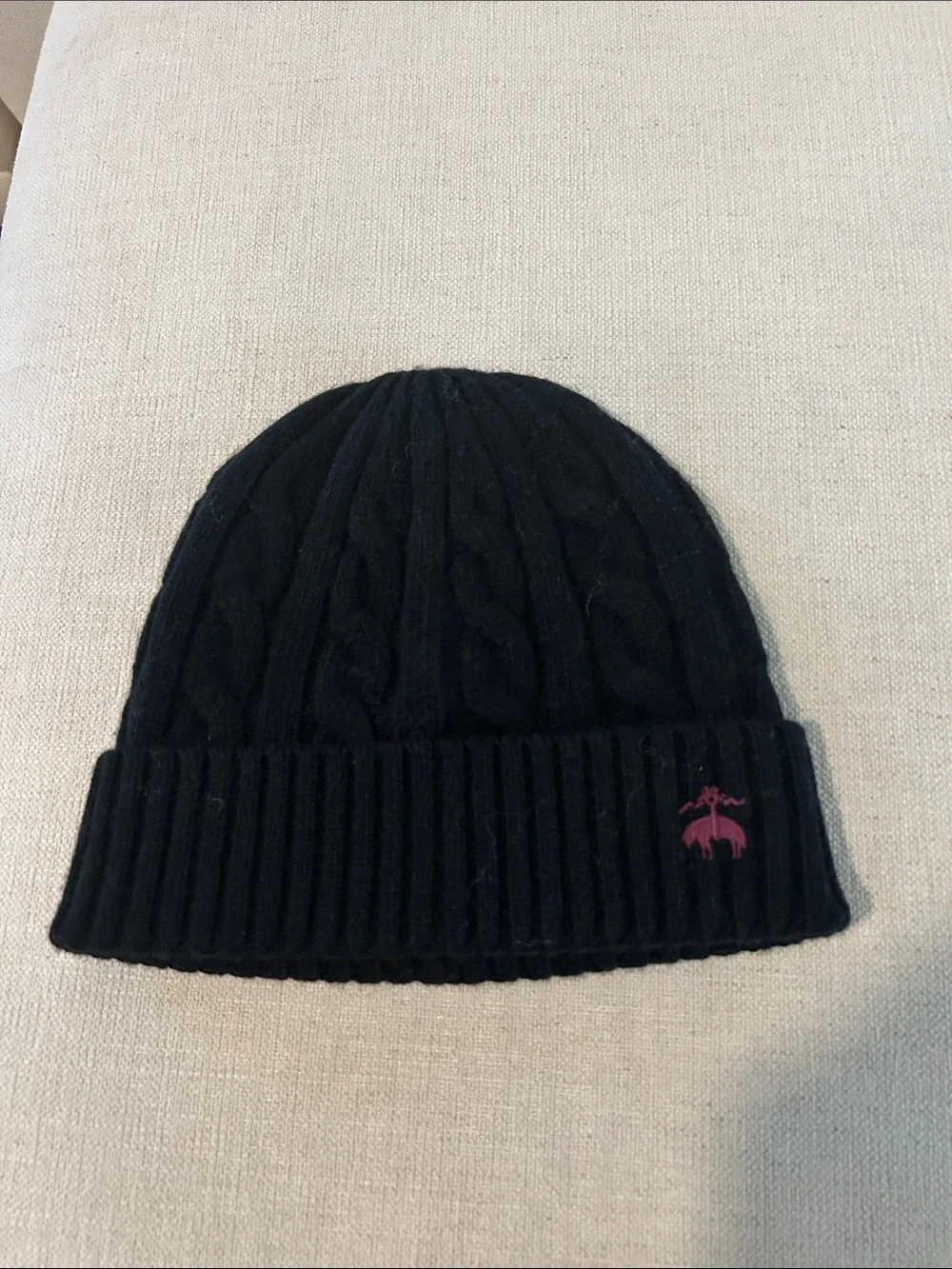 Brooks Brothers Cashmere Blend Classic Cable Hat, Black, NWOT